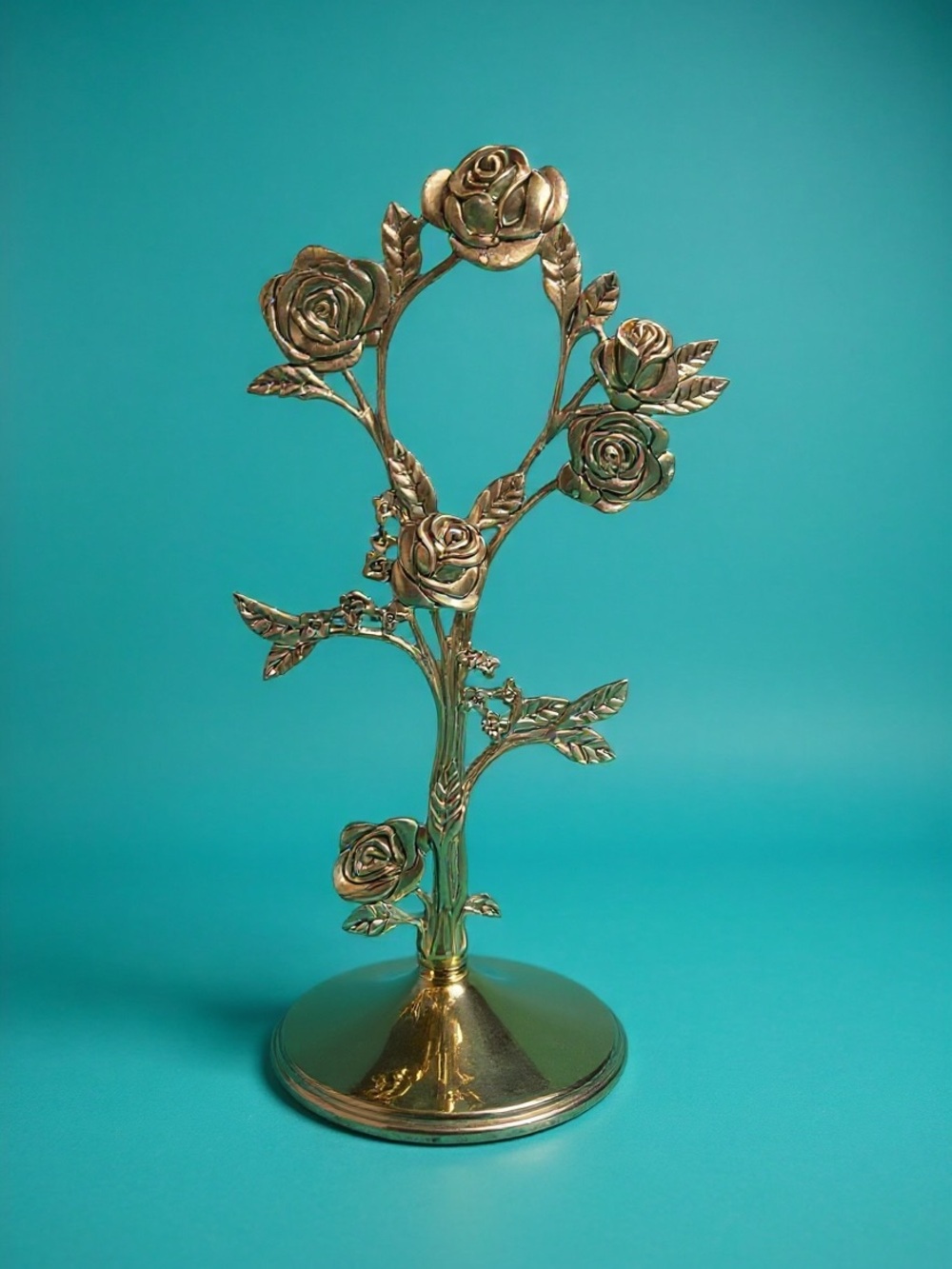 Vintage Godinger Silverplate Rose Jewelry Stand 10” Tall Earring Display Tree